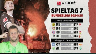 Jadwal kemudian Link Nonton Matchday 7 Bundesliga, Streaming pada Vision+